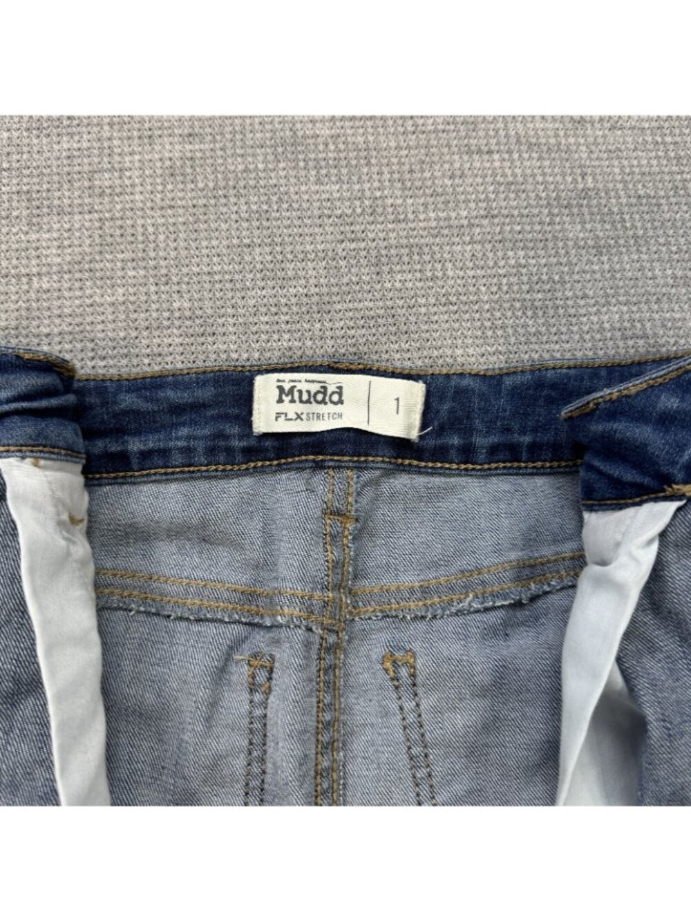 Mudd Denim Skirt Womens Size 1 Blue Distressed Button Front FLX Stretch Raw Hem - Picture 6 of 12